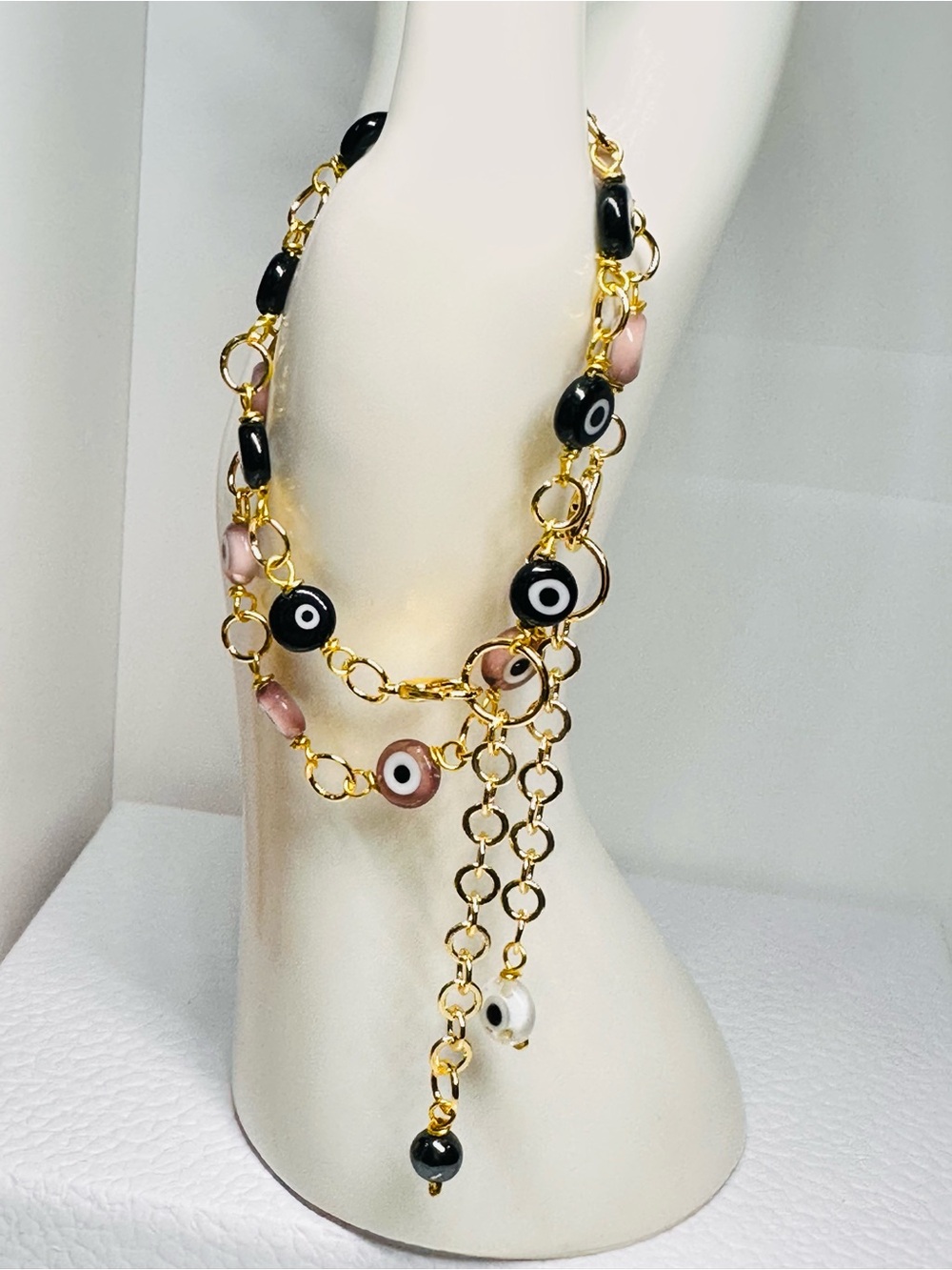 Set  black & beige Evil Eye bracelets